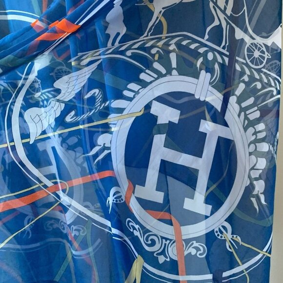 Hermes Scarf 27x66 inches Made in France Attrape Tes Reves Silk Logo RARE - Picture 3 of 9